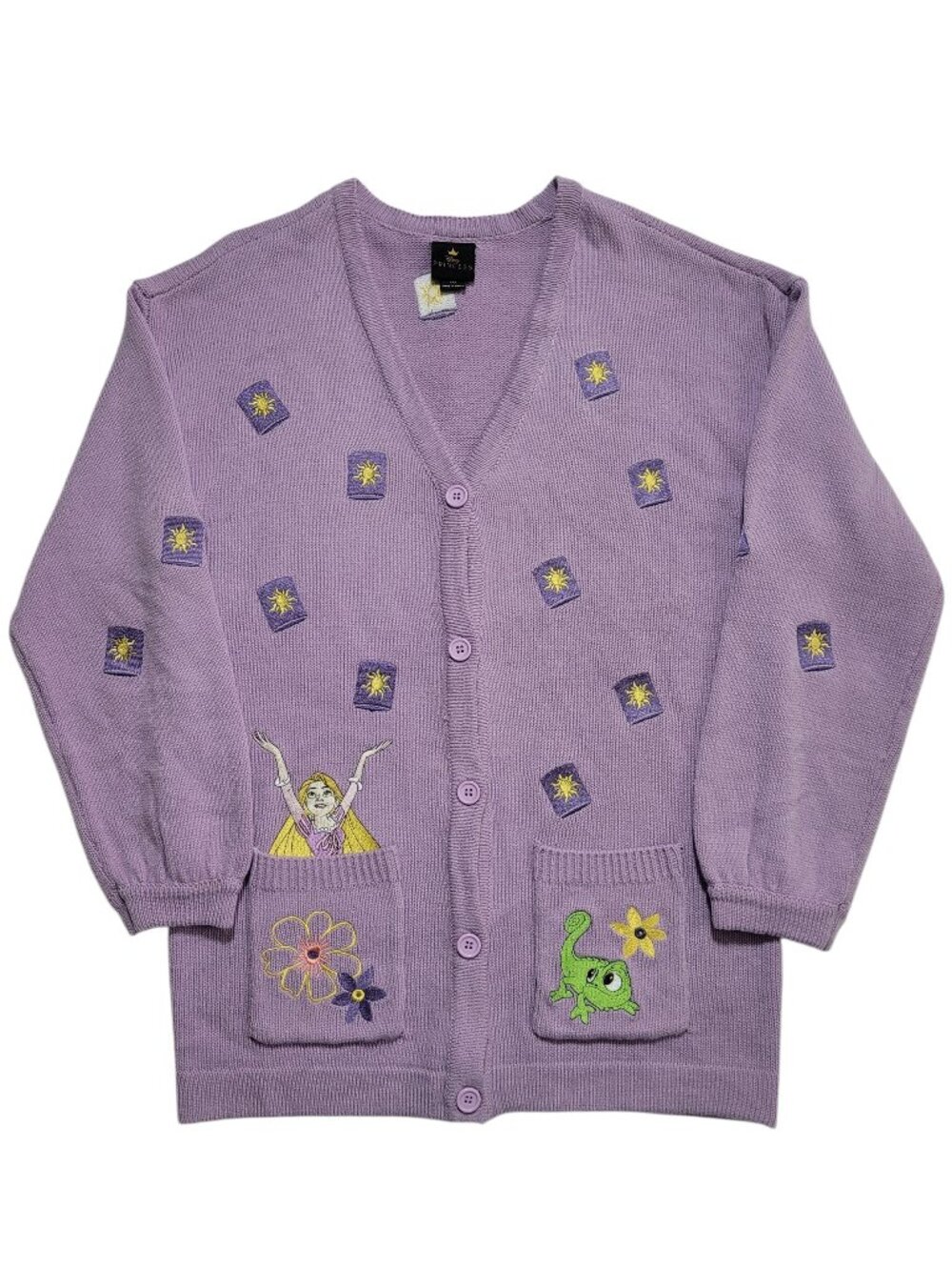 Disney Tangled Rapunzel Cardigan Sweater Pascal Floating Lanterns Purple Large